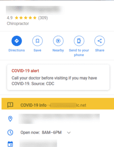 covid-19 info link in GMB