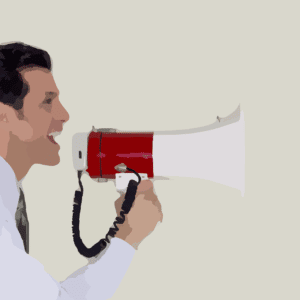 Man with megaphone